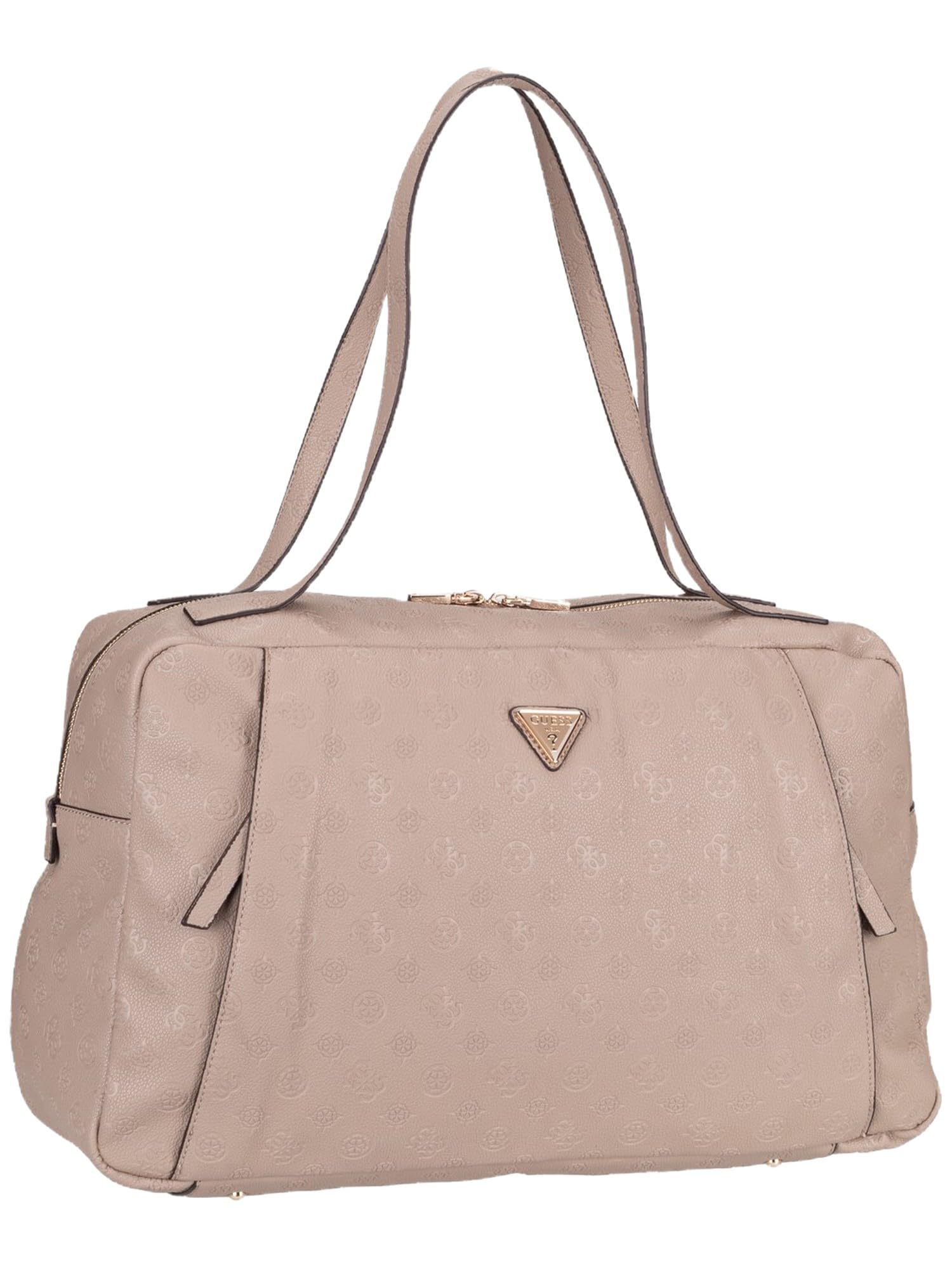 GUESS Torba podróżna Devon Travel Tote Taupe Logo Taupe Taupe Brown