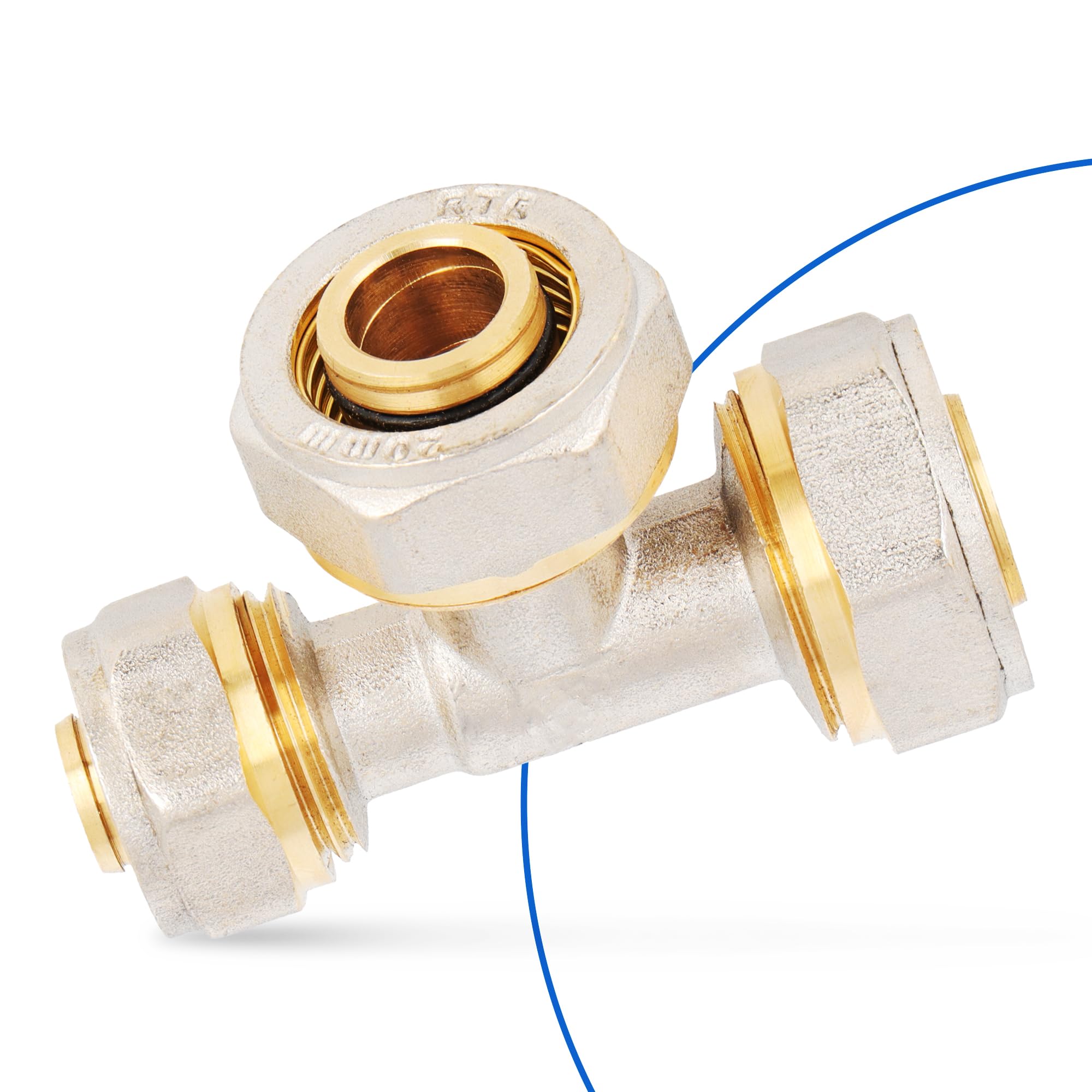 Té à Compression PEX-AL-PEX Raccord 20 x 20 x 16 mm Laiton Connecteur pour Tube Multicouche Système de Chauffage Plomberie
