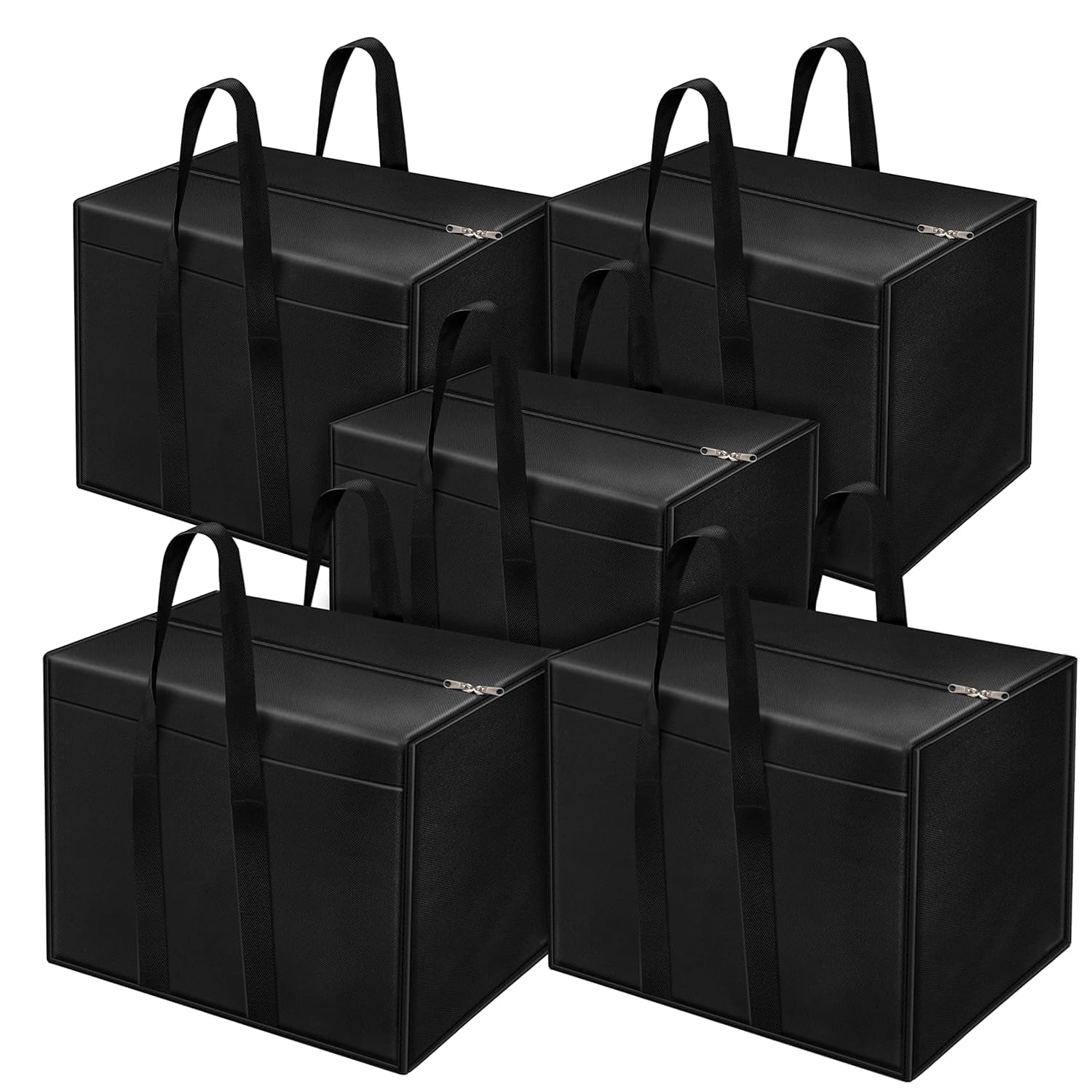 DESTINY ENT Nylon 85 L Moisture Proof Multi-Purpose Underbed Storage Bag/Clothing Storage Organiser/Toy Storage/Stationery Paper Storage Bag with Zipper and Strong Handle (Black) (Pack of 5)-image-23