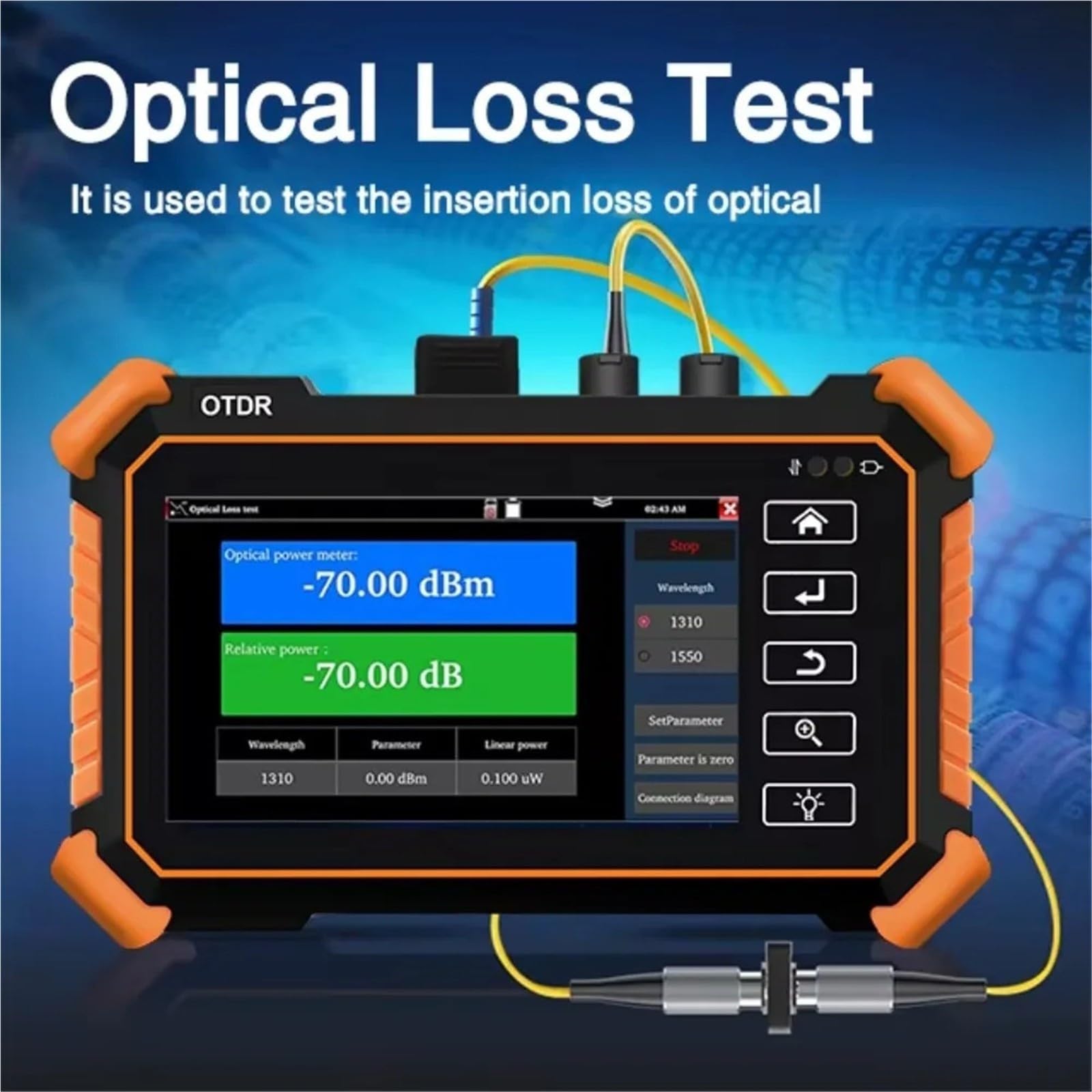 Tester per fibra ottica, Riflettometro nel dominio del tempo ottico OPM VFL touch screen da 4 pollici OLED OTDR(1610-26)