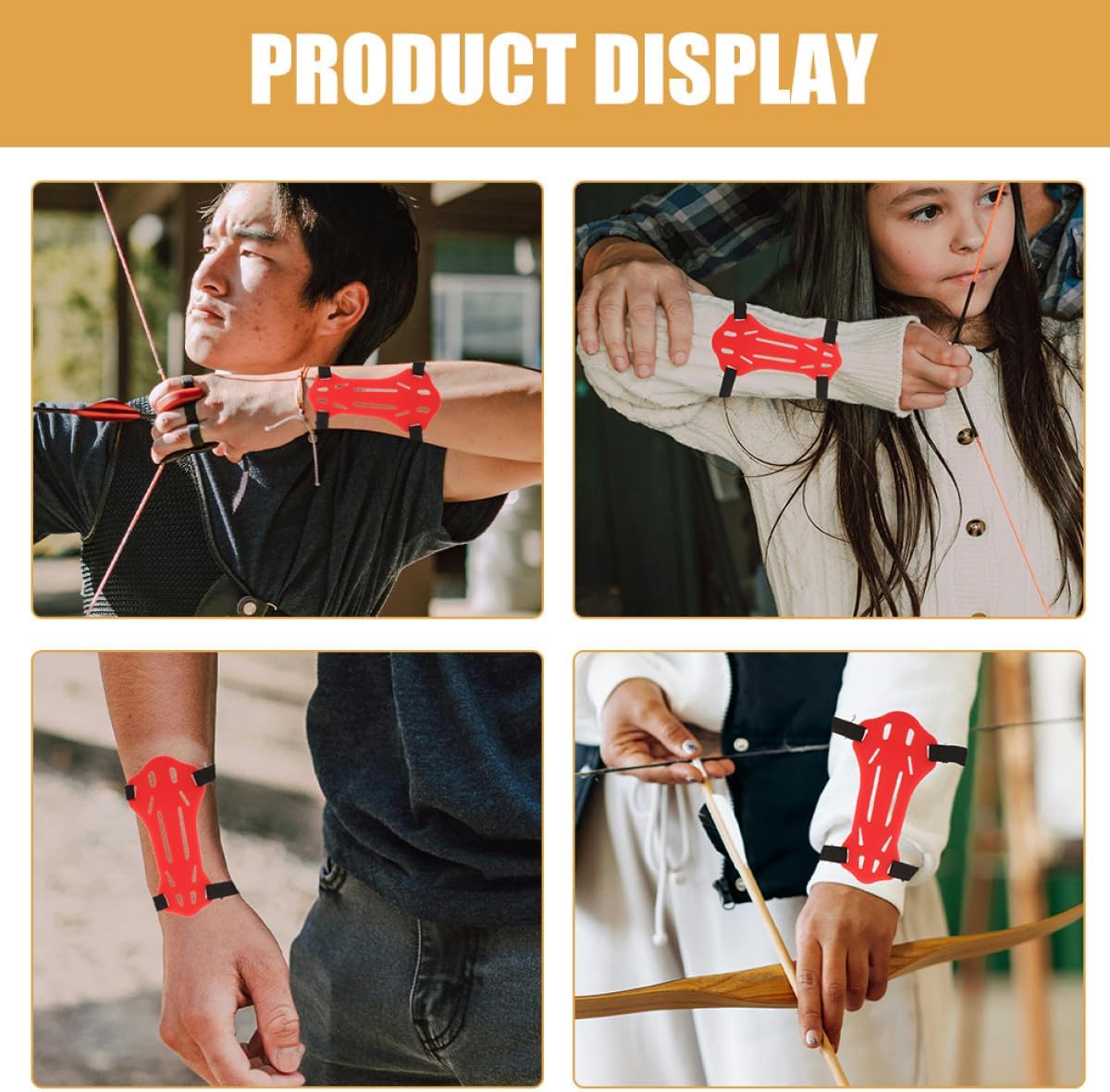2pcs Archery Arm Guards Rubber Forearm Protector Adjustable Strap Bow Shooting Protective Gear for Youth Outdoor Practice