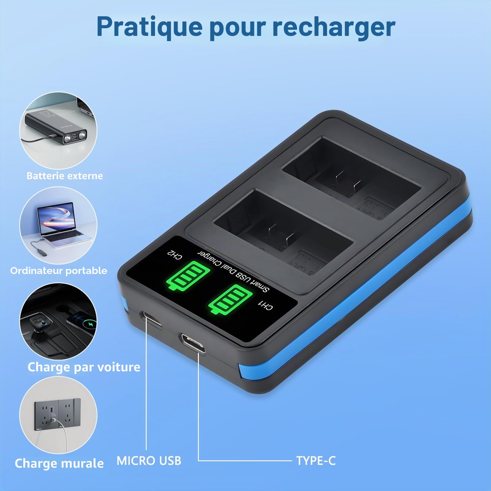 LP-E8 Batterie pour Canon LP-E8 (2 pièces) et Canon EOS Appareil Photo Numérique Rebel T2i, T3i, T4i, T5i, EOS 550D, 600D, 650D, 700D, Kiss X4, X5, X6, X6i, X7i