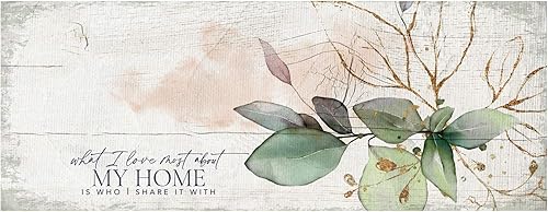 DEXSA Placa de madera My Home, fabricada en los Estados Unidos, 6 x 15 3/4 pulgadas, marco clásico para colgar en la pared, lo que más me gusta de