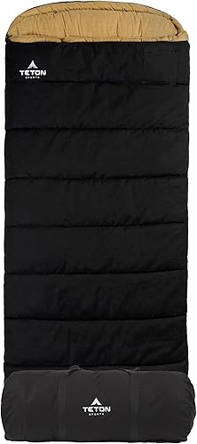 TETON Sports Deer Hunter Sleeping Bag, Warm and Comfortable Camping Sleeping Bag, Teton Tough Canvas Shell for Camping, Hunting, and Cold Weather