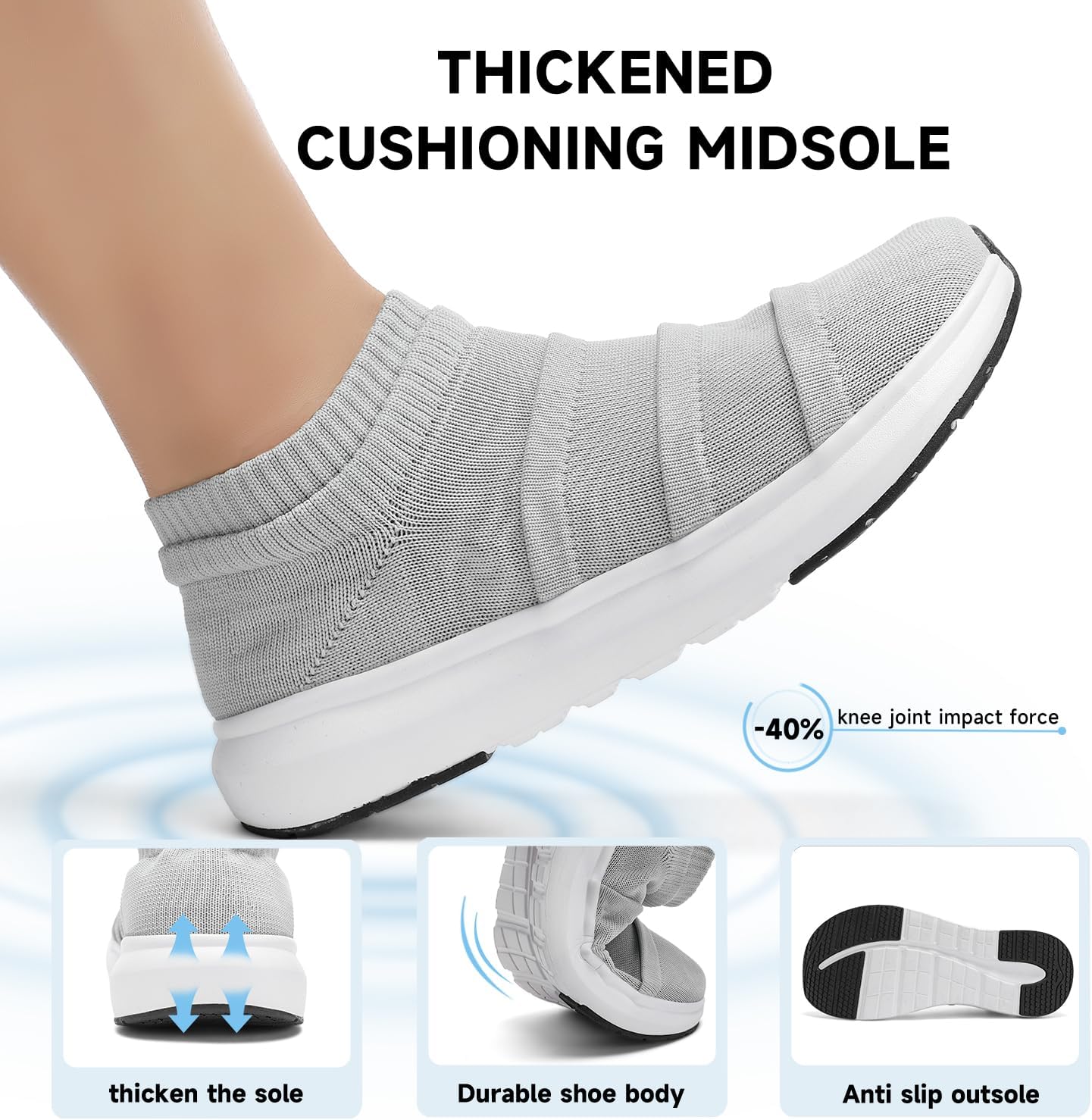 Men's Fashion Sneakers Wide Width - Striped Knit Upper, Lightweight Walking Shoes, Wide Toe Box Casual Athletic Shoes