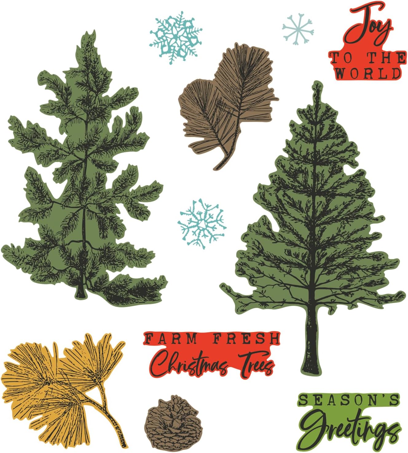 Sizzix A5 Clear Stamps w/Framelits Die Pine Holidays by 49 and Market