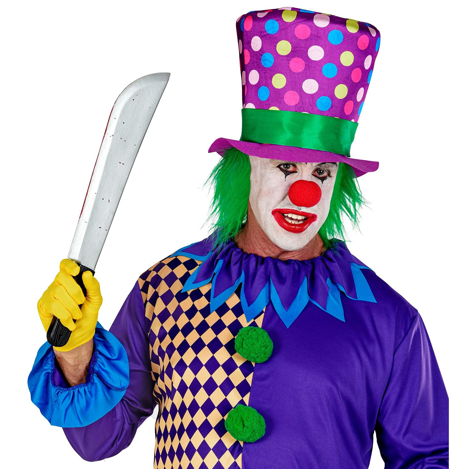 Widmann 10677 Adult Hat with Hair Purple with Colourful Dots Clown Fun Maker Horror Clown Theme Party Carnival Halloween - Image 4