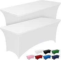 Vista 27 de Pureegg - Juego de 2 manteles de elastano ajustables de 1,2 m para mesas rectangulares, mantel elástico y sin arrugas para mesa de masajes, fiestas