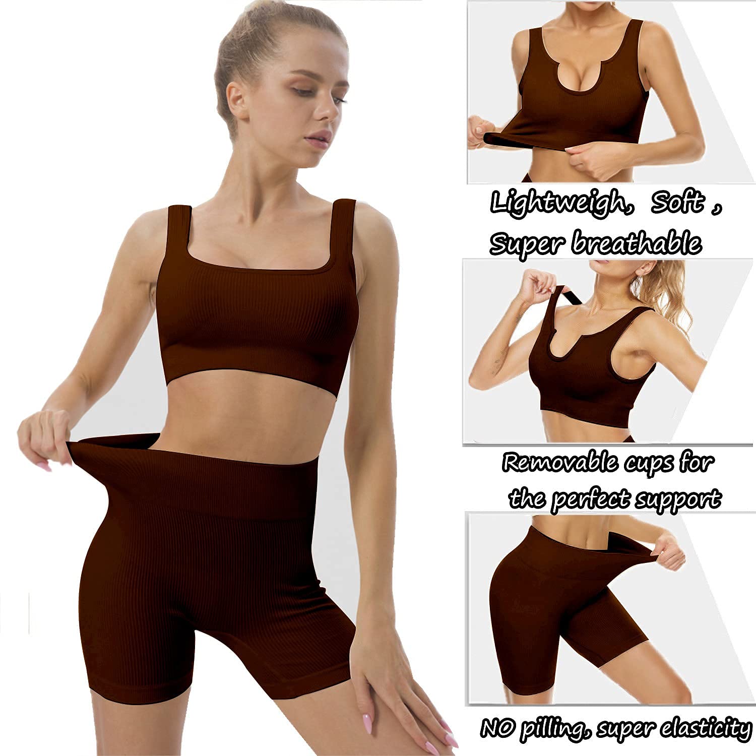 Workout Sets for Women 2 Piece, Cute YOGA Workout Set, Two Piece Workout Outfits,2 Pack