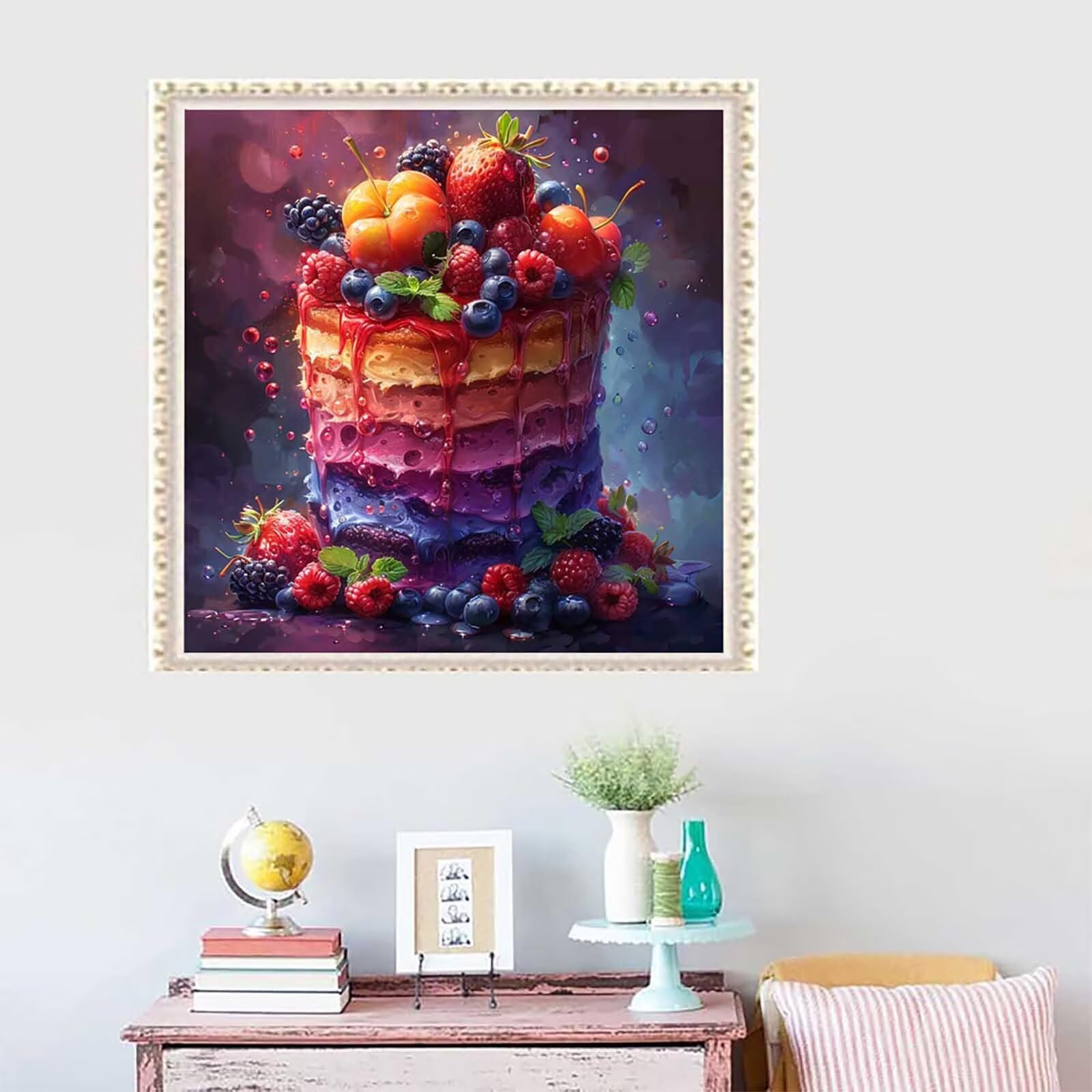 5D Diament Malarstwo Owoc Numer dla dorosłych, Diament Malarstwo Ciasto dla Dorosłych, DIY Hobby Kreatywny zestaw dla dorosłych, Numer Malarstwo Rhinestone Zestaw Ścieg krzyżykowy, Boże Narodzenie