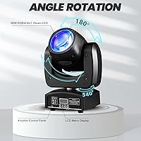 Vista 4 de Luces LED de cabeza móvil de 90 W, mini haz, luces de escenario, punto súper brillante RGBW 4 en 1 DMX 512 13CH activado por sonido para boda, DJ