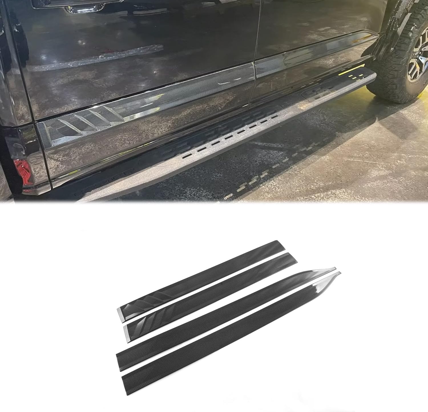 Body Side Molding Trims Fit for Ford F150 F-150 2021 2022 2023 Door Edge Protector Car Accessories 4PCS ABS Carbon Fiber Color