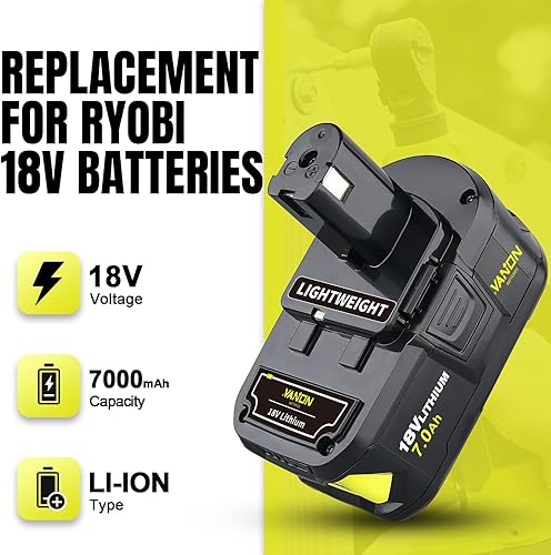 Miniatura 2 de VANON 7.0Ah P108 18 V Reemplazo para batería ryobi 18v paquete de 2 baterías de iones de litio de alta capacidad compatibles con P108 P102 P103 P104