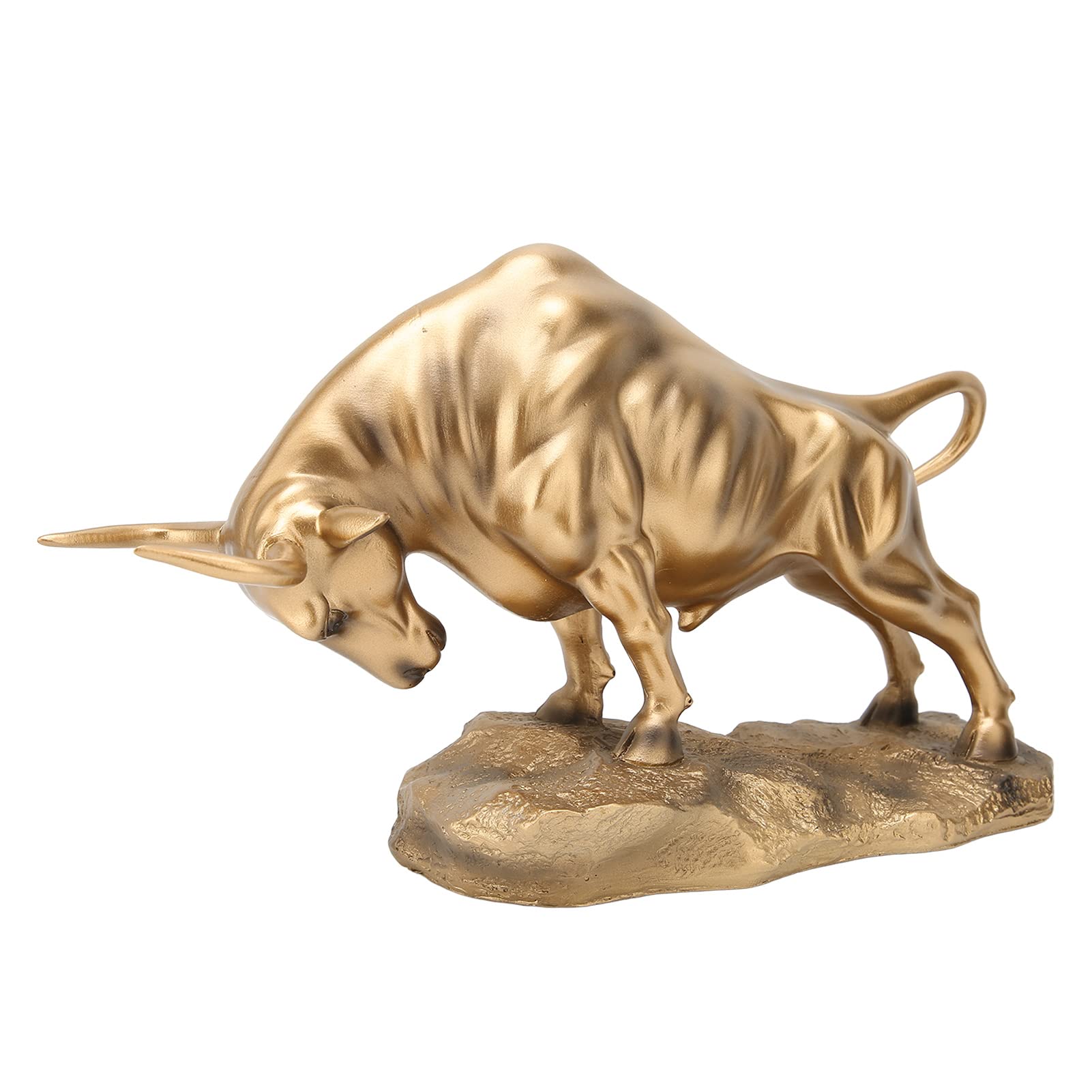 Buachois Golden Bull Figurine Resin Chinese Feng Shui Ox Statue Auspicious Wealth Good Luck Sculpture Ornaments Good Luck of Career and Wealth for Home Office Decor