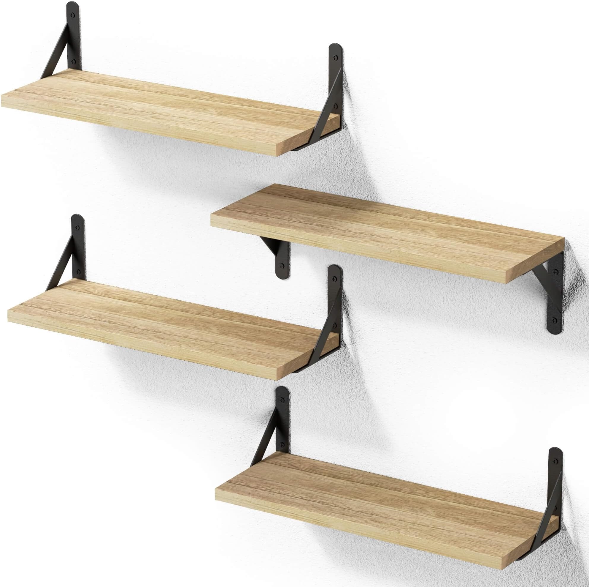 3 Sets Wood Floating Shelves for Wall Decor, Rustic Wood Shelves for Wall Storage