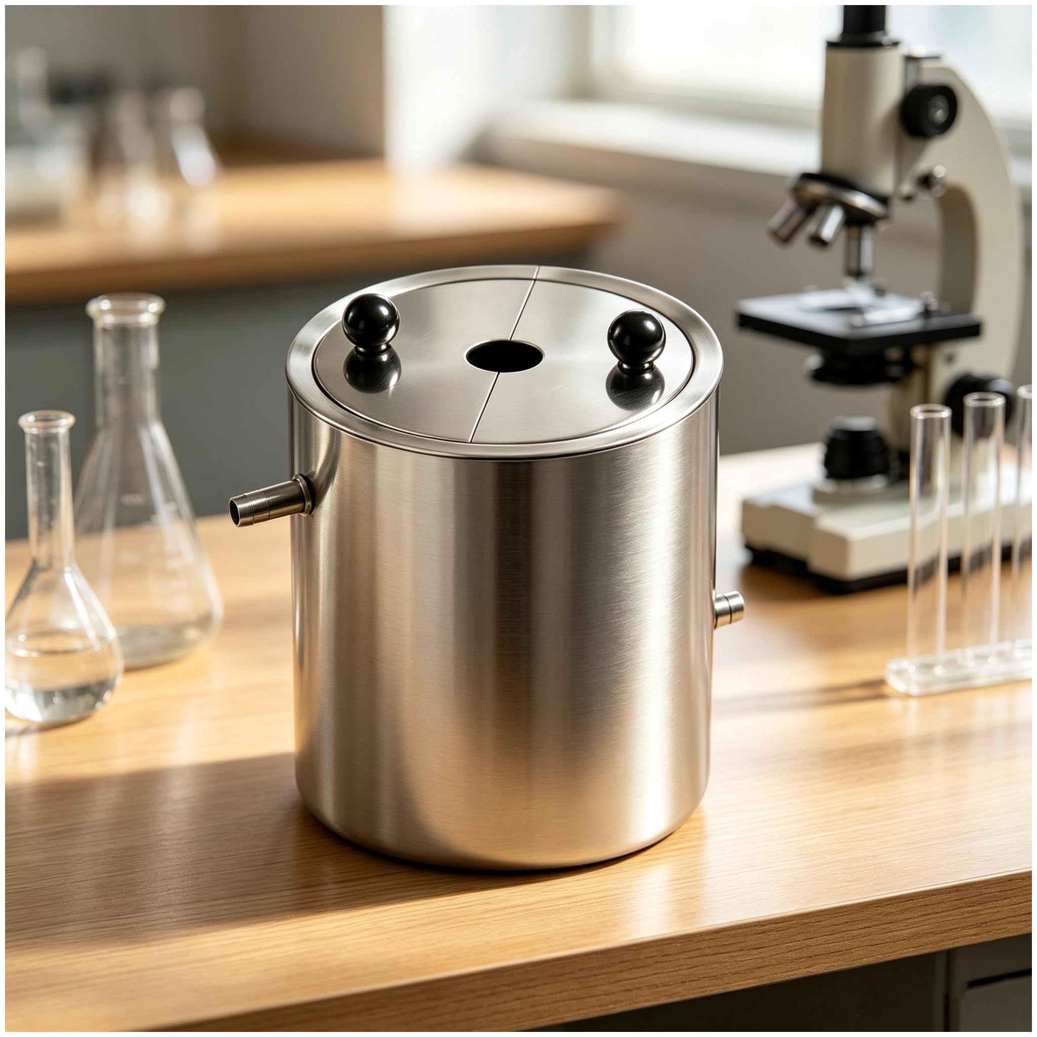 Tambor Dispensador Laboratorio Acero Inoxidable Para Procesos Dispersión | Camisa agua doble capa con tapas divididas para sistemas agitación, mezcla y reactor laboratorio