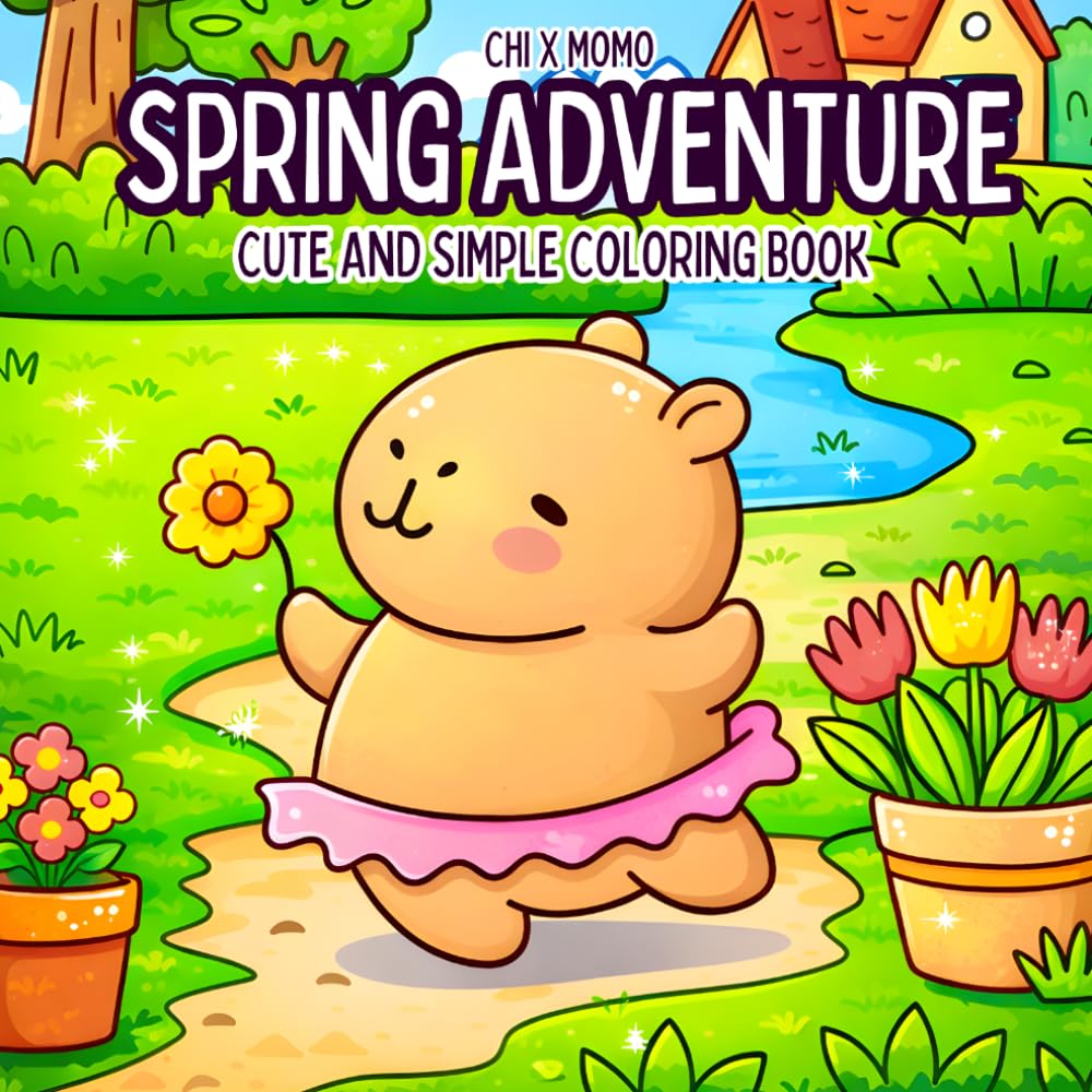 Spring Adventure Coloring Book: Cute and Simple Coloring Book for Adults and Kids, Bold and Easy Designs for Relaxation with Spring Themed Activities