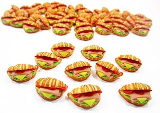Dollhouse Miniatures Food Lot 10 Croissant Ham Cheese Burger Bakery Supply 13730