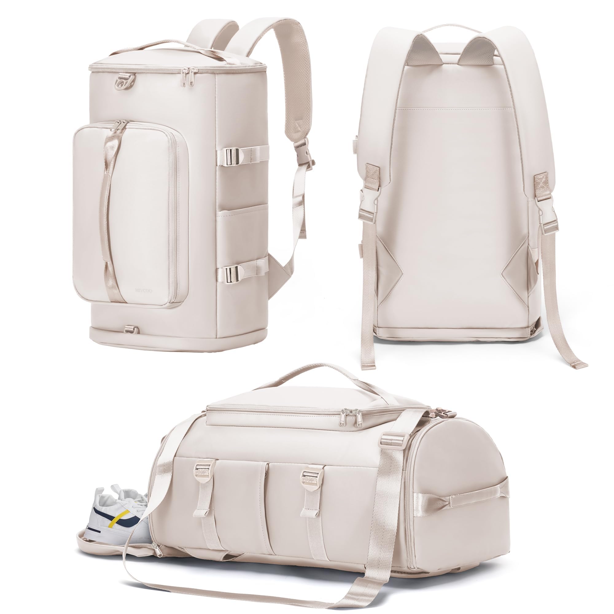 MIYCOO Gym Bag with Shoes Compartment and Wet Pocket - Sports Duffle for Men and Women, Travel Backpack Weekender Overnight Bag Beige