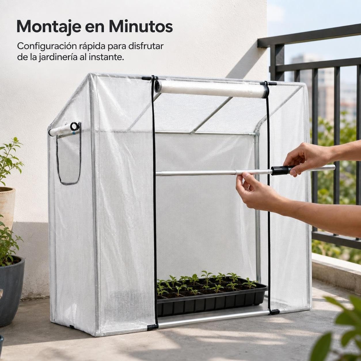 Kompaktes Foliengewächshaus für den Garten – Robustes Gewächshaus aus und Aluminium für Pflanzen , 0,7 m breit, 2 m lang (1,4/1,6 m) hoch