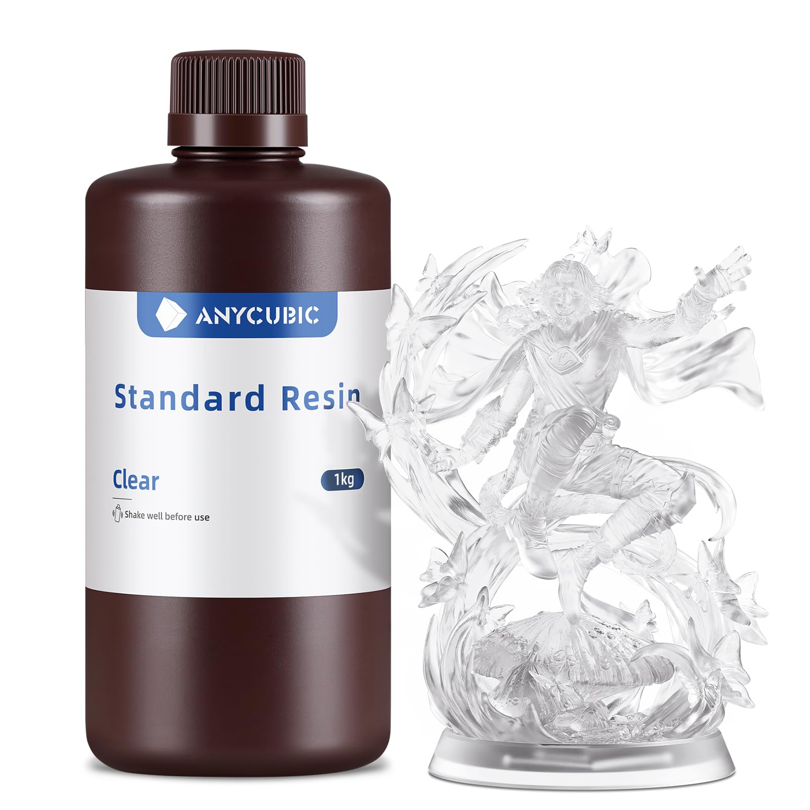 ANYCUBIC Resina Stampante 3D, Resine Standard Fotopolimerizzante UV 405 nm con Alta Precisione, Eccellente Fluidità e Solidificare Rapida per stampanti 3D 4K/8K LCD/DLP/SLA (Traslucido, 1kg)