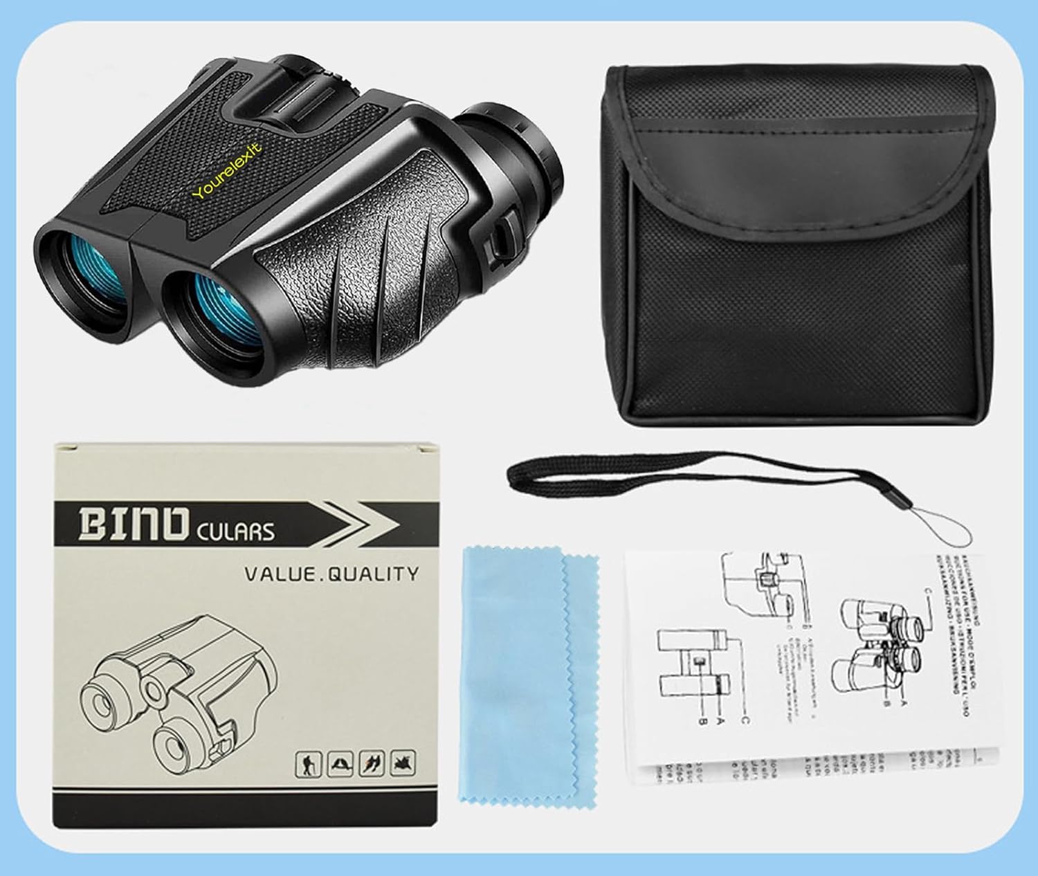 12x25 Compact Binoculars for Adults & Kids, High Powered Lightweight Waterproof Binoculars with Large Eyepiece, Low Light Vision for Bird Watching, Hunting, Travel, and Sightseeing - Image 9