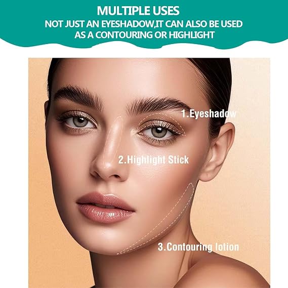 Eyeshadow Stick, Cream Shimmer Glitter Eye Brightener Stick Waterproof Long Lasting Smooth Eyeliner Pencil Highlighter Makeup, Champagne Shimmer # 02