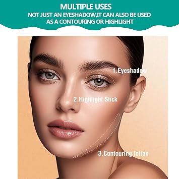 Eyeshadow Stick, Cream Shimmer Glitter Eye Brightener Stick Waterproof Long Lasting Smooth Eyeliner Pencil Highlighter Makeup, Champagne Shimmer # 02