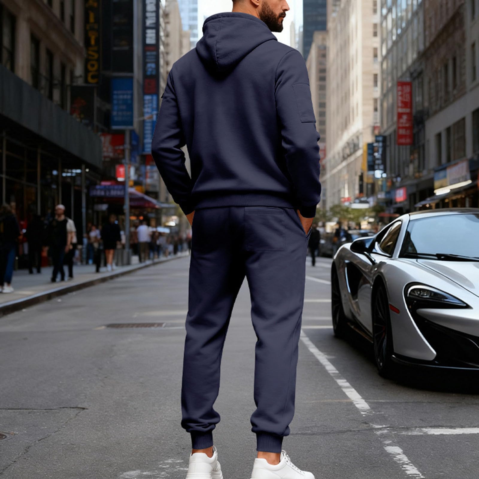 Generisch Herren Trainingsanzug Jogginganzug Sportanzug 2-Teiliges Fitness Streetwear Freizeitanzug Jogginghose