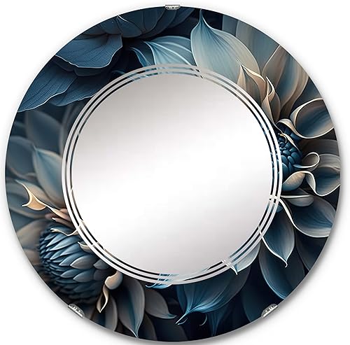 Dahlia Flowers - Espejo de tocador, espejo de baño, espejos de pared para sala de estar, dormitorio, espejo redondo, grande, 24 x 24 pies, 32 x 32
