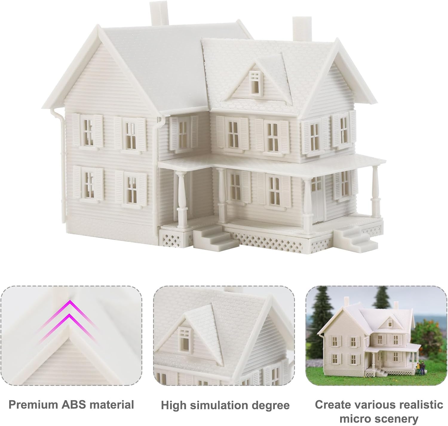 N Scale Model Village Two-Story House Kit Unassembled Christmas Building for Model Railroad JZN5871JJ