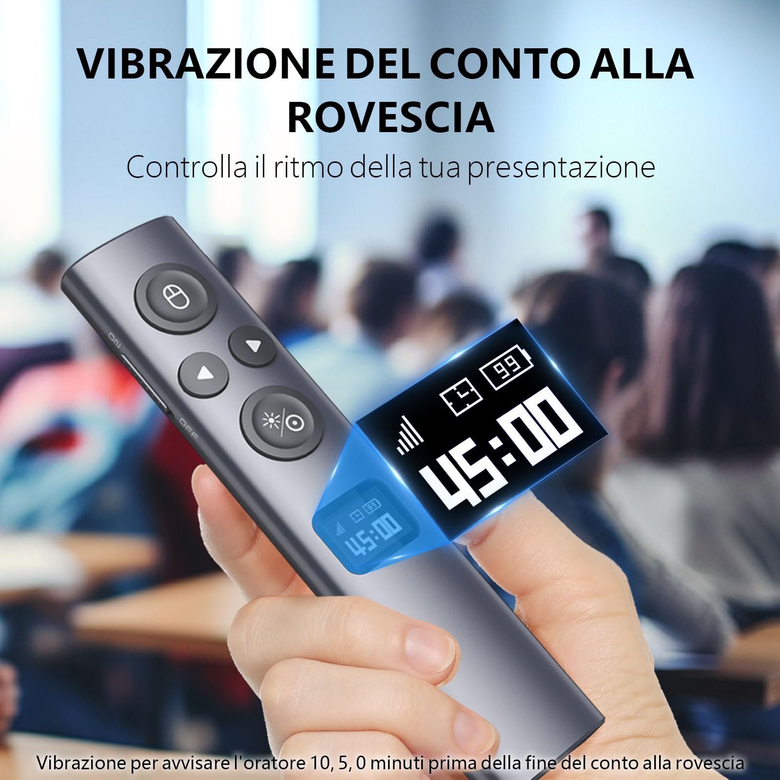 Norwii N95s BLE Clicker per Presentazioni con Puntatore Digitale per PowerPoint su Schermo TV/Proiezione, Telecomando Presentatore Wireless con Timer Conto alla Rovescia (Verde - USB-A)