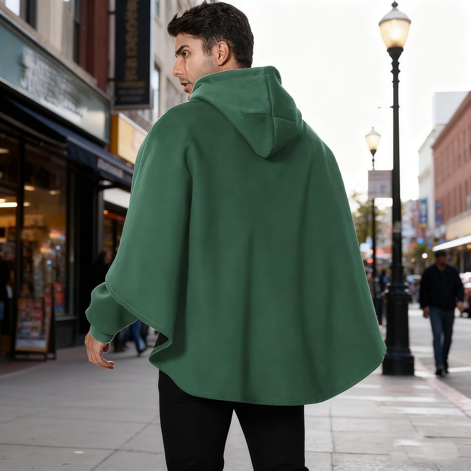 Men's Fashion Poncho Cape Cloak Hoodie Techwear Sweatshirts Unisex Lightweight Patchwork Hip Hop Casual Pullover - Image 6