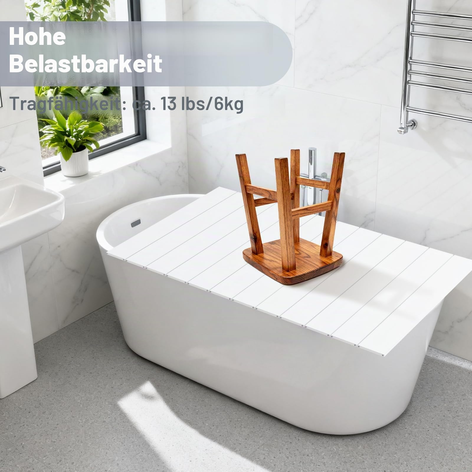Badewannenabdeckung 170x75cm, Badewannenabdeckungen Belastbar 6kg, Faltbare Badewanne Abdeckung Wasserdicht Staubdicht Dämmplatte, Weiß
