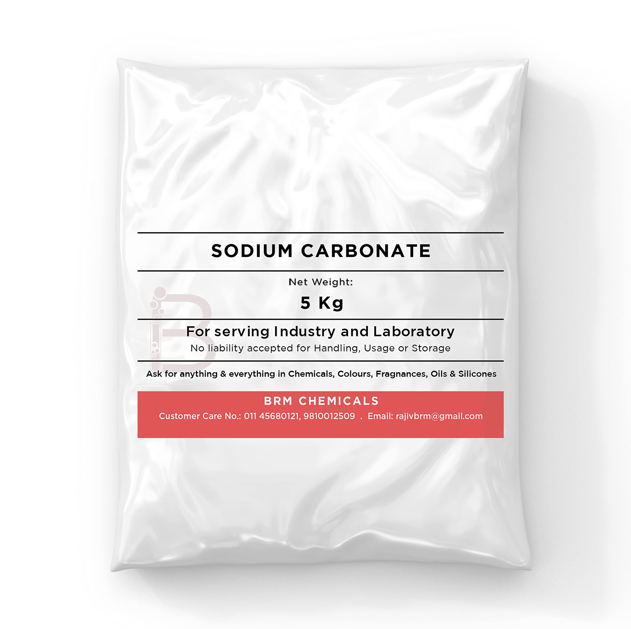BRM Chemicals Sodium Carbonate - 5 KG For Soap Making, Shampoo, Cosmetics, Serum Making, Beauty Formulations, Moisturizer, Lotion Making, Domestic Use & DIY Personal Care For Face, Hair, Skin & Body