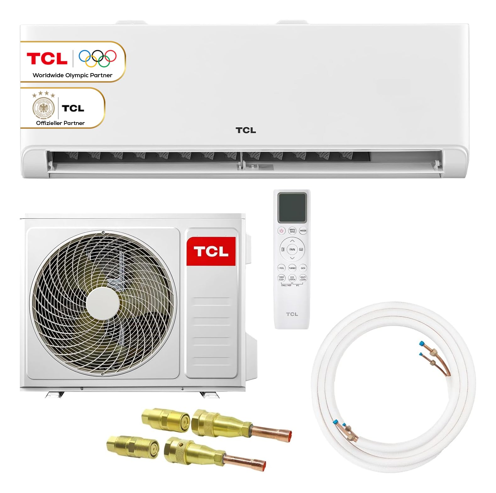 TCL BreezeIn Split Klimaanlage 9000 BTU 2,6 kW Quick Connect Set 5m R32 Heizen Kühlen App Alexa