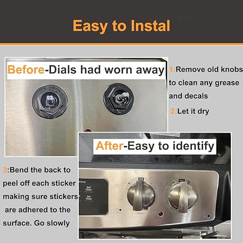 Miniatura 3 de MANWU 6 diales de estufa adhesivos para quemador, placa de cocina, parte superior de horno, perilla adhesiva de repuesto para horno, símbolos