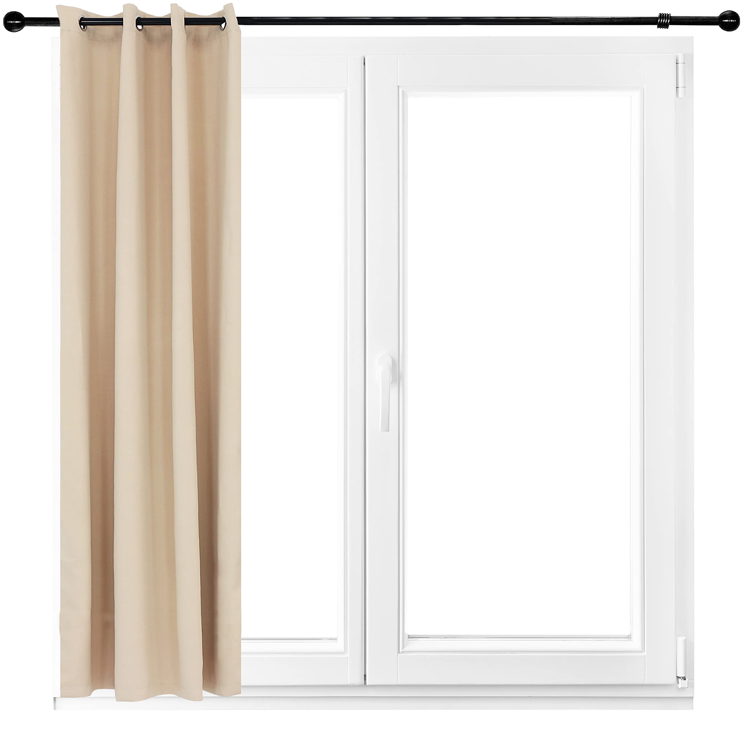 Sunnydaze 52 x 107.5-Inch Indoor/Outdoor Room-Darkening Curtains with Grommet Top - Includes Tieback - Beige