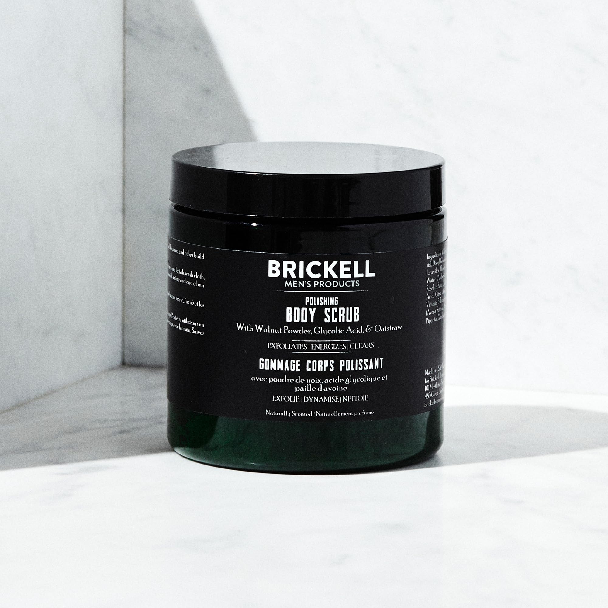 Brickell Men's Polishing Body Scrub for Men, Natural and Organic Body Exfoliator to Remove Dirt, Prevent Blemishes, and Brighten Skin (8 ounce)