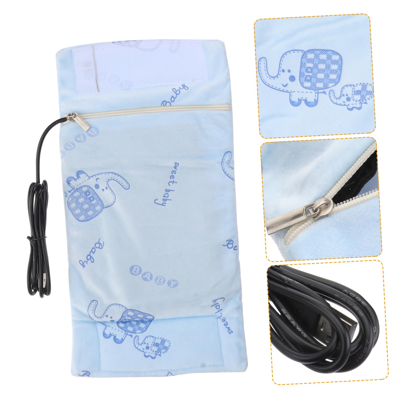 VICASKY 3piezas Calentador De Biberones USB Portátil Funda Aislante Termostato para Leche Cubierta De Almacenamiento Práctica y Fácil De Limpiar Azul