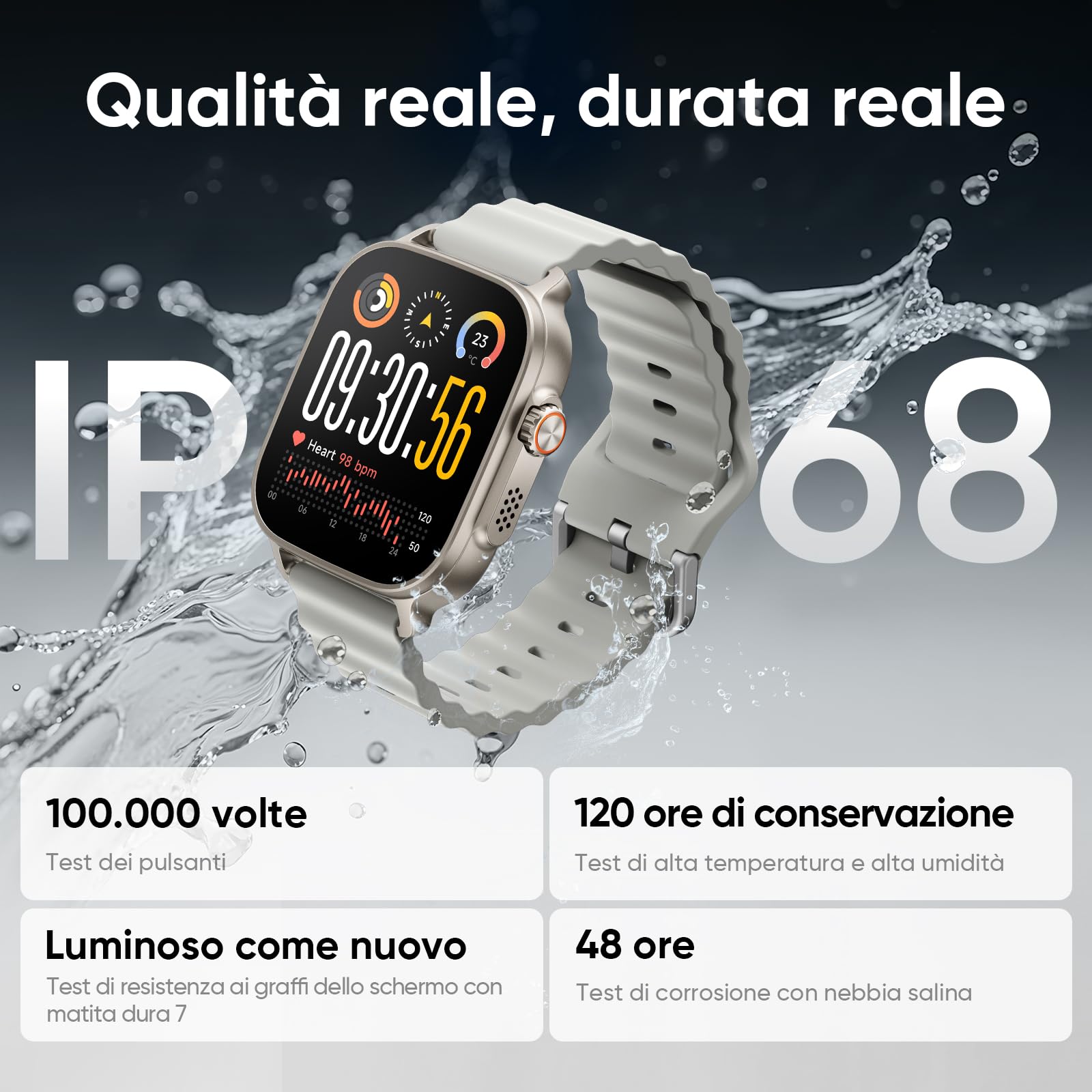 realme Watch 5 Smartwatch, AMOLED Touch 1,97'', GPS Indipendente,Chiamate Bluetooth, 108 Modalità Sport, Monitoraggio Ossigeno Sangue/Sonno, Impermeabile IP68, Batteria 16 Giorni, Grigio
