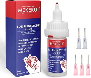 Quickly Dry Rhinestone Glue for Nail – No UV Needed – Precision Dropper + Needle – 30+ Days Clear Hold – Nail Art Rhinestones Design Tools
