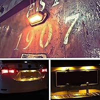 Vista 6 de 2 luces LED ámbar amarillas para placa de matrícula, 12V-24V DC impermeable 6-SMD lámpara de placa de matrícula luz trasera, para camión SUV