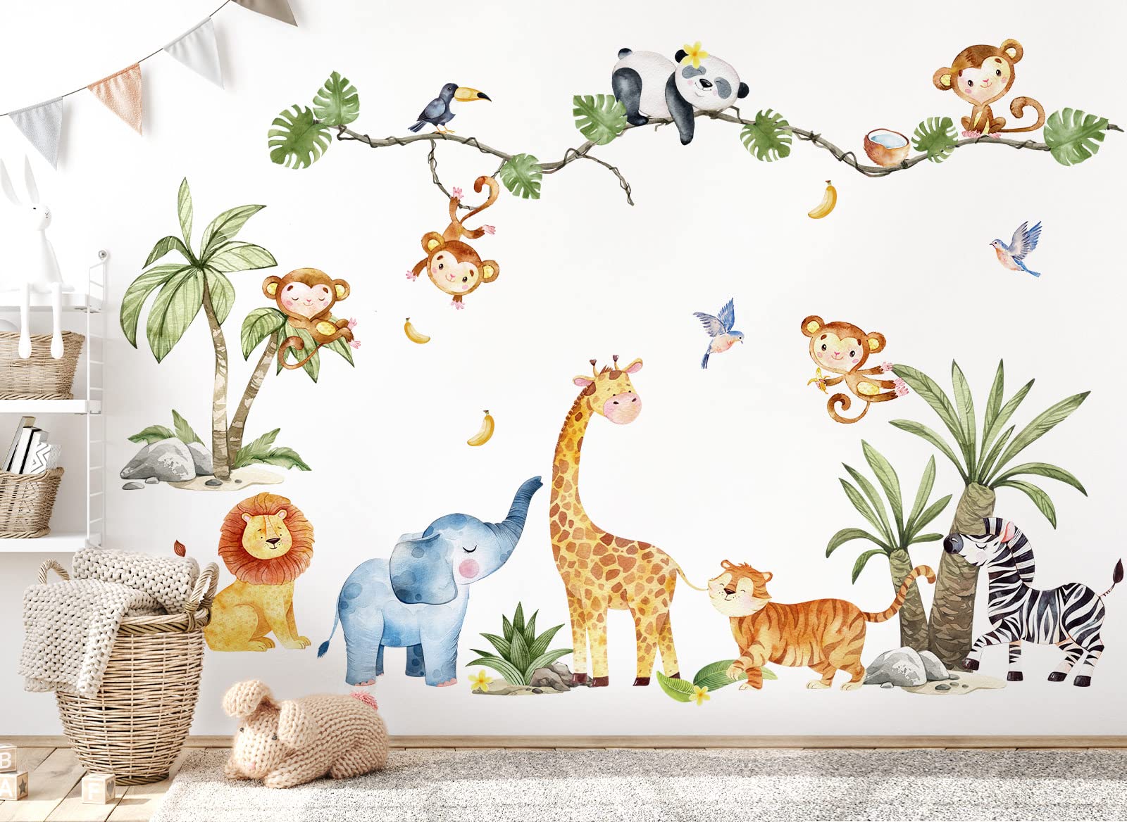 Grandora XXL Wandtattoo Dschungel Tiere Wandsticker Kinderzimmer Deko DL801-5