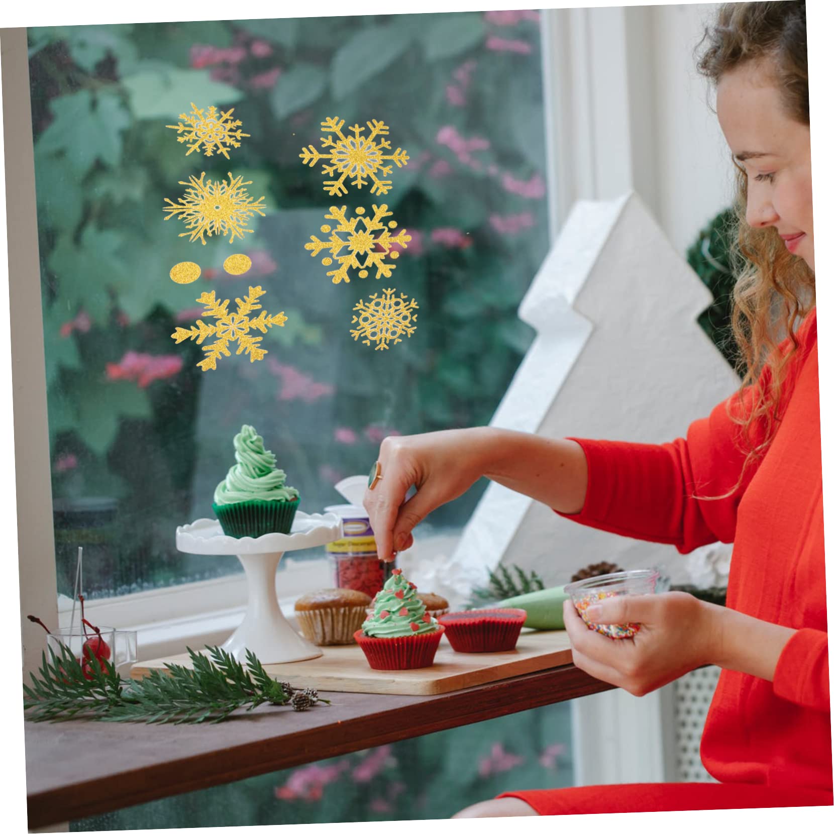 GLEAVI 27stücke Schneeflocken Fensteraufkleber Glitzer Statische Aufkleber Weihnachtsaufkleber für Fensterdekoration Weihnachtsschmuck ohne Kleberückstände