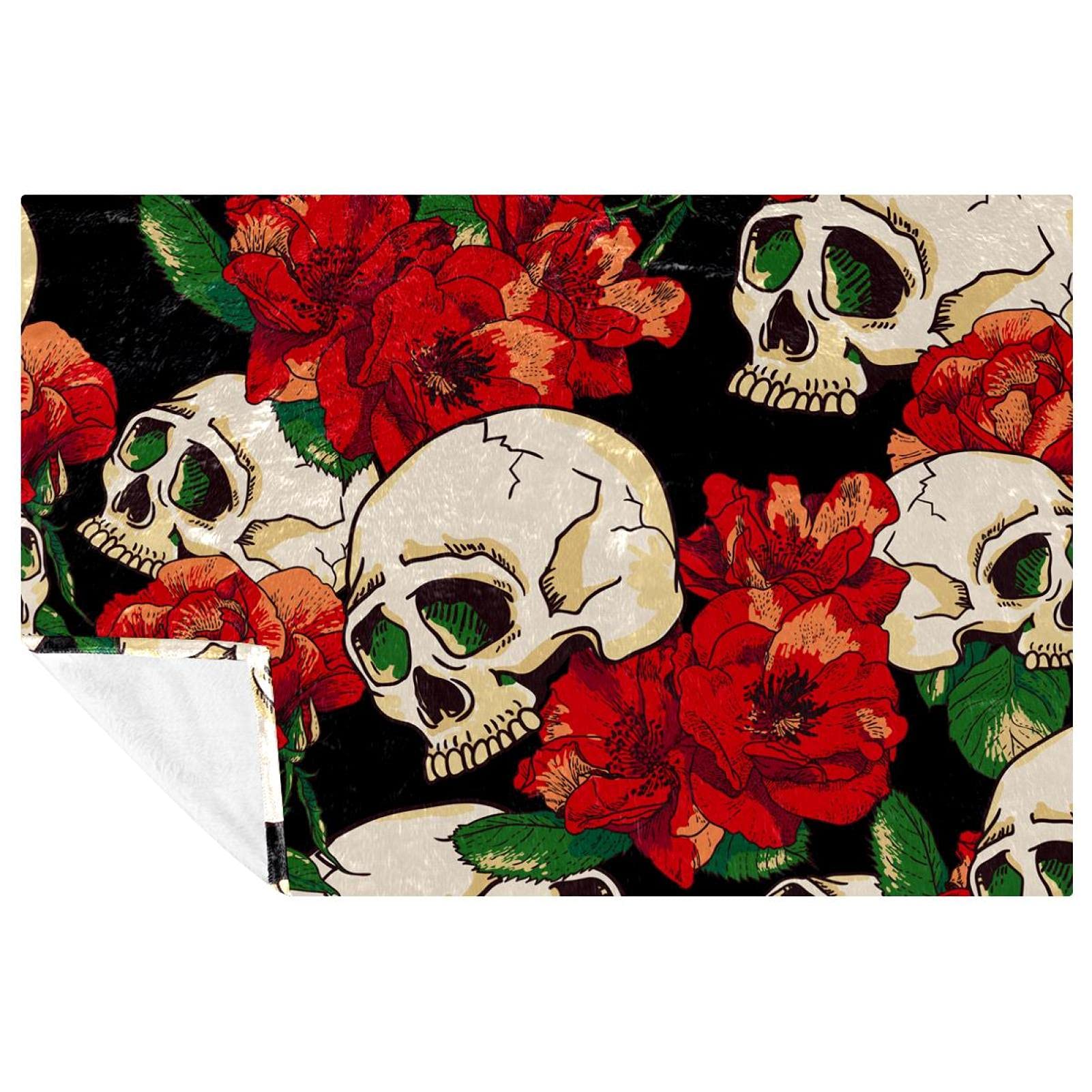 Couverture chaude lit et canapé plaid tête de mort 150x100