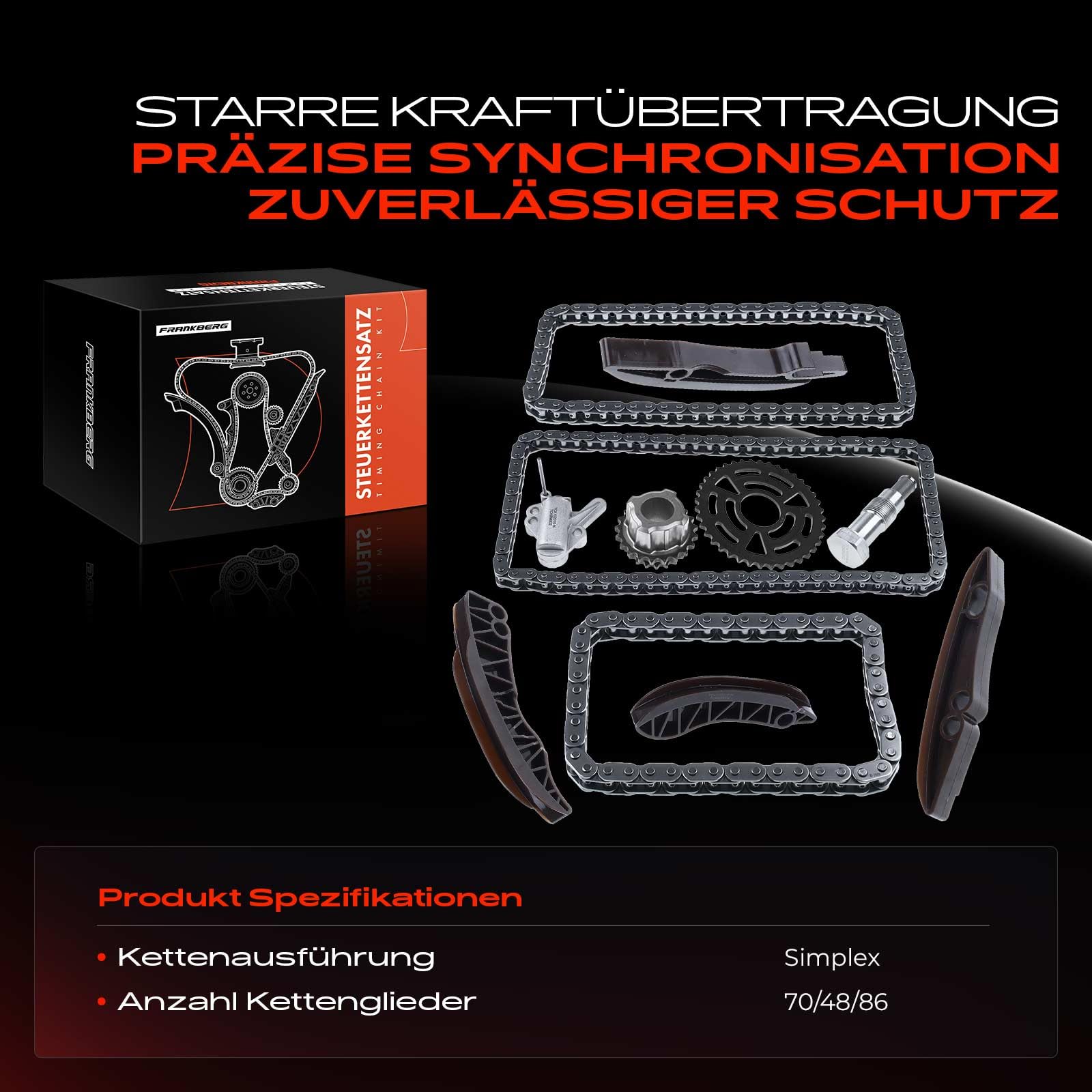 Steuerkettensatz für 1er E81 E82 E87 E88 F20 F21 2er F22 F87 3er F30 F31 F34 F35 F80 E90 E91 E92 4er F32 F33 F36 F82 F83 5er E60 F07 F10 F11 F18 X1 E84 X3 E83 F25 M-i-n-i R55-R61 2004-Heute