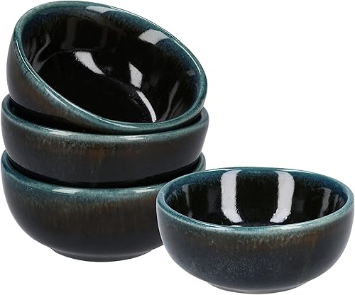 MAKOLO Plato de cerámica para salsa de soja pequeños, 3 pulgadas, juego de 4 (negro n. 2)