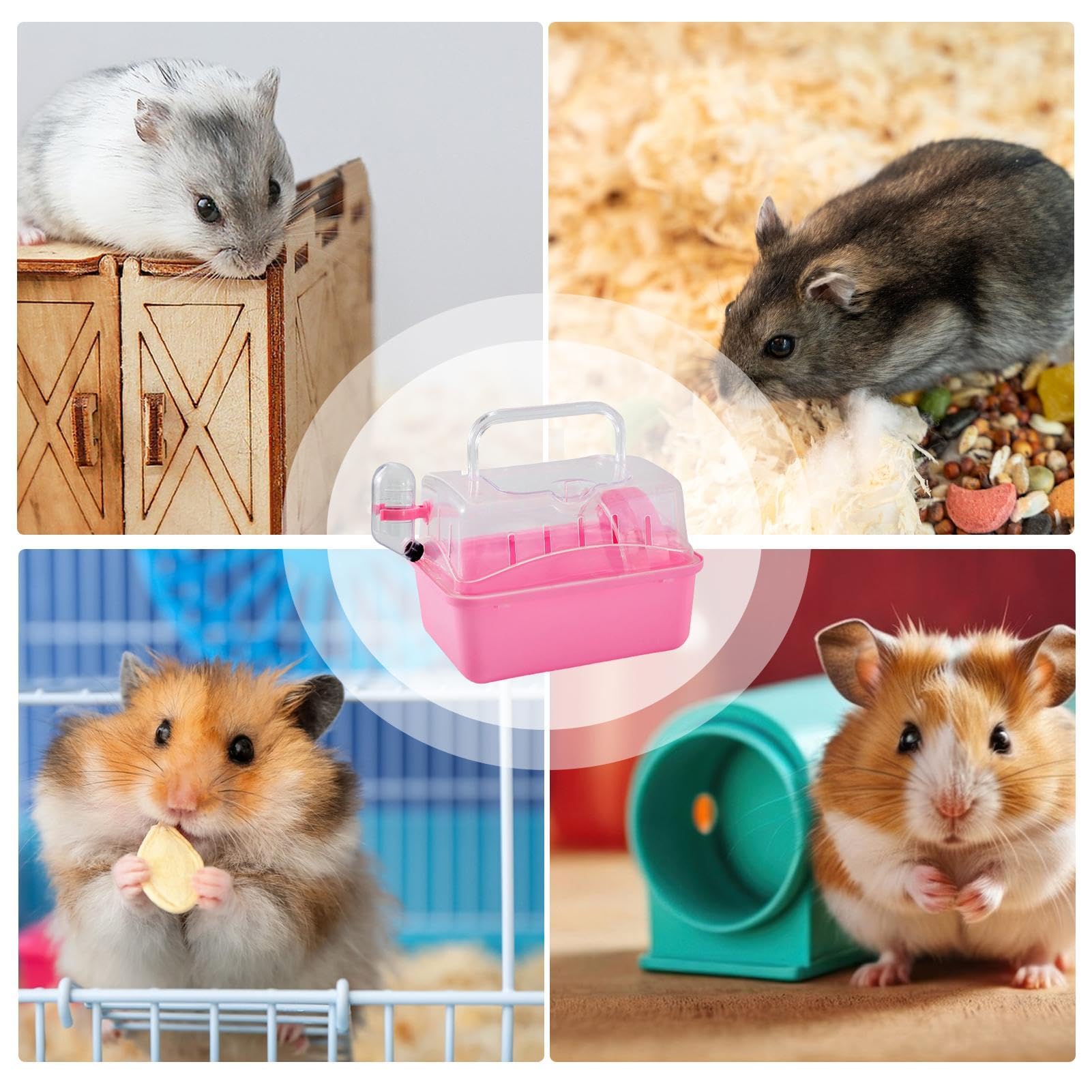 Hamster Carrier Cage Draagbare Hamster Transportkoffer Kleine Knaagdier Reiskooi met Water Drinkfles voor Dwerghamster, Gerbil, Cavia (Kleur: Groen
