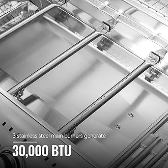 Royal Gourmet GA4402S 4-Burner Propane Gas Grill with Side Burner & Warming Rack, Stainless Steel Gas Grill with 54,000 BTUs Output for Barbecue Grilling & Backyard Cooking, Silver